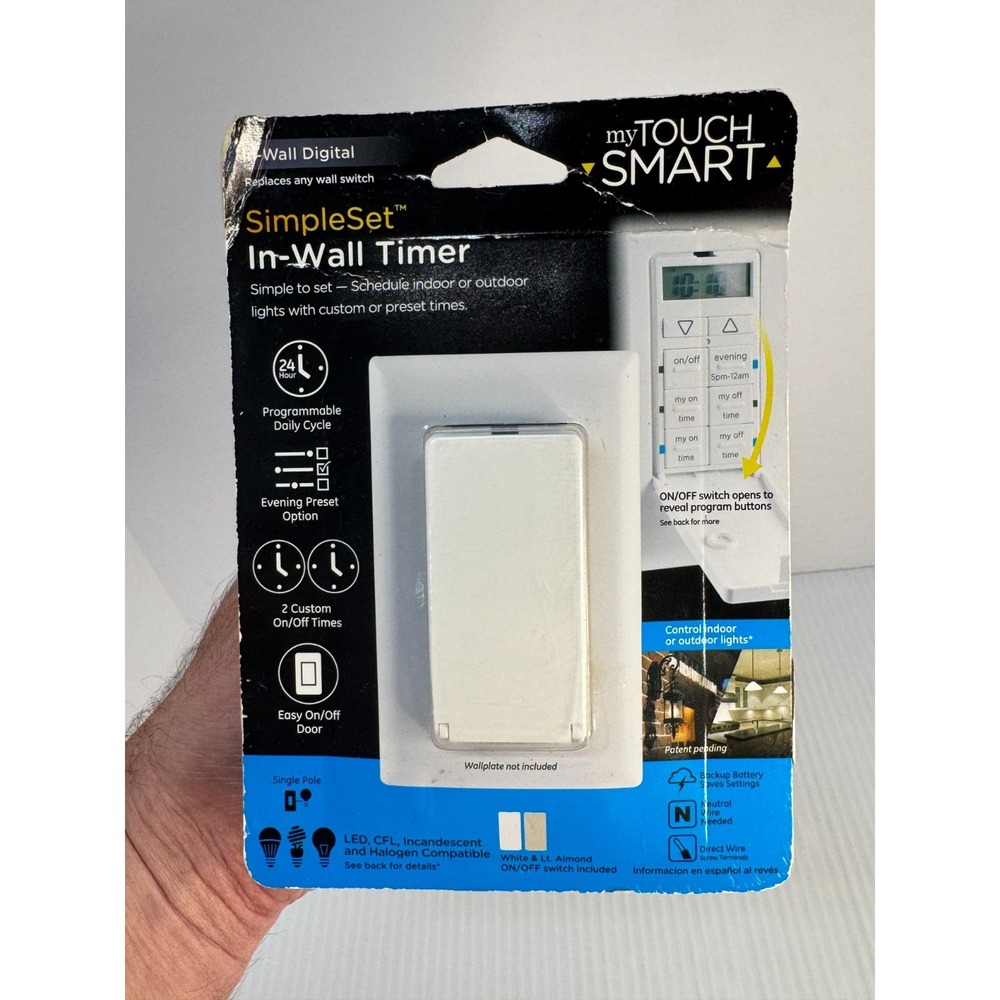 New My Touch Smart Indoor Timer In Wall Simple Set Digital Programmable White